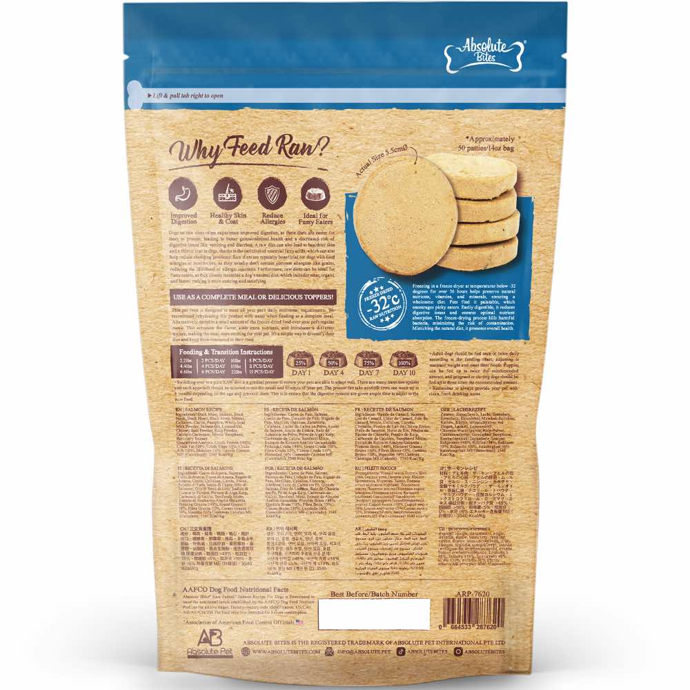 37% OFF: Absolute Bites Salmon Freeze-Dried Raw Patties Dog Food 14oz