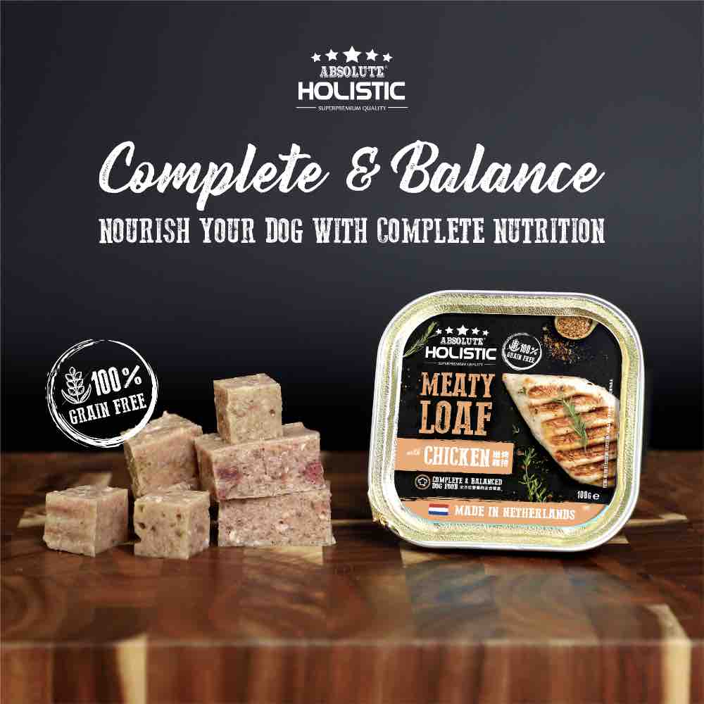 Absolute Holistic Chicken Complete & Balanced Meaty Loaf Wet Tray Dog Food 100g