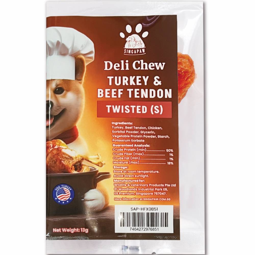 30% OFF (Exp Jan 26): Singapaw Deli Chew Turkey & Beef Tendon Twisted Dog Chew